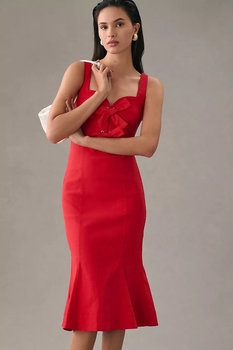 Mermaid Charm Red Midi Dress