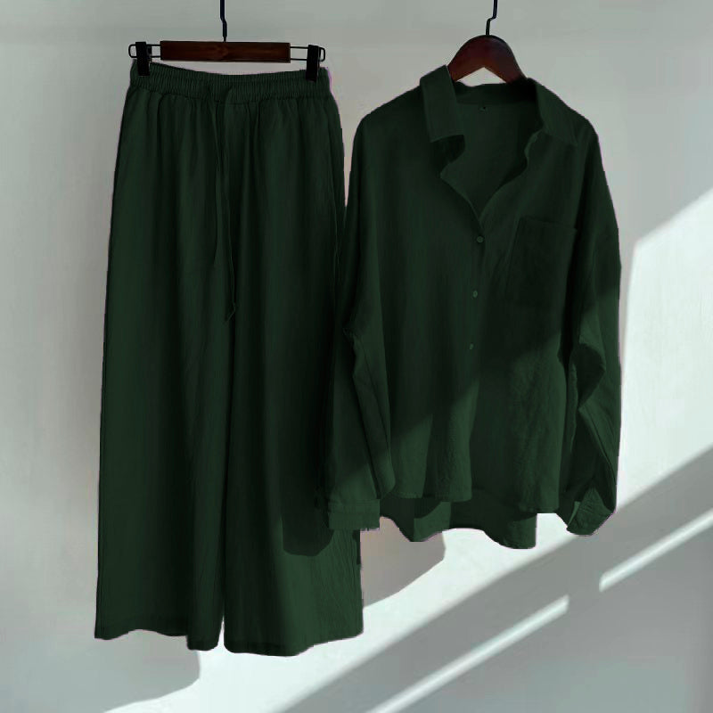 Fashionable Women's Slacks High Waist Cotton Set 3.0