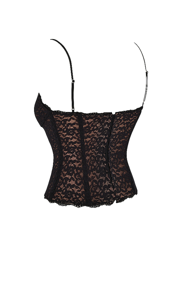 Black Mesh Corset Top with a Touch of Elegance