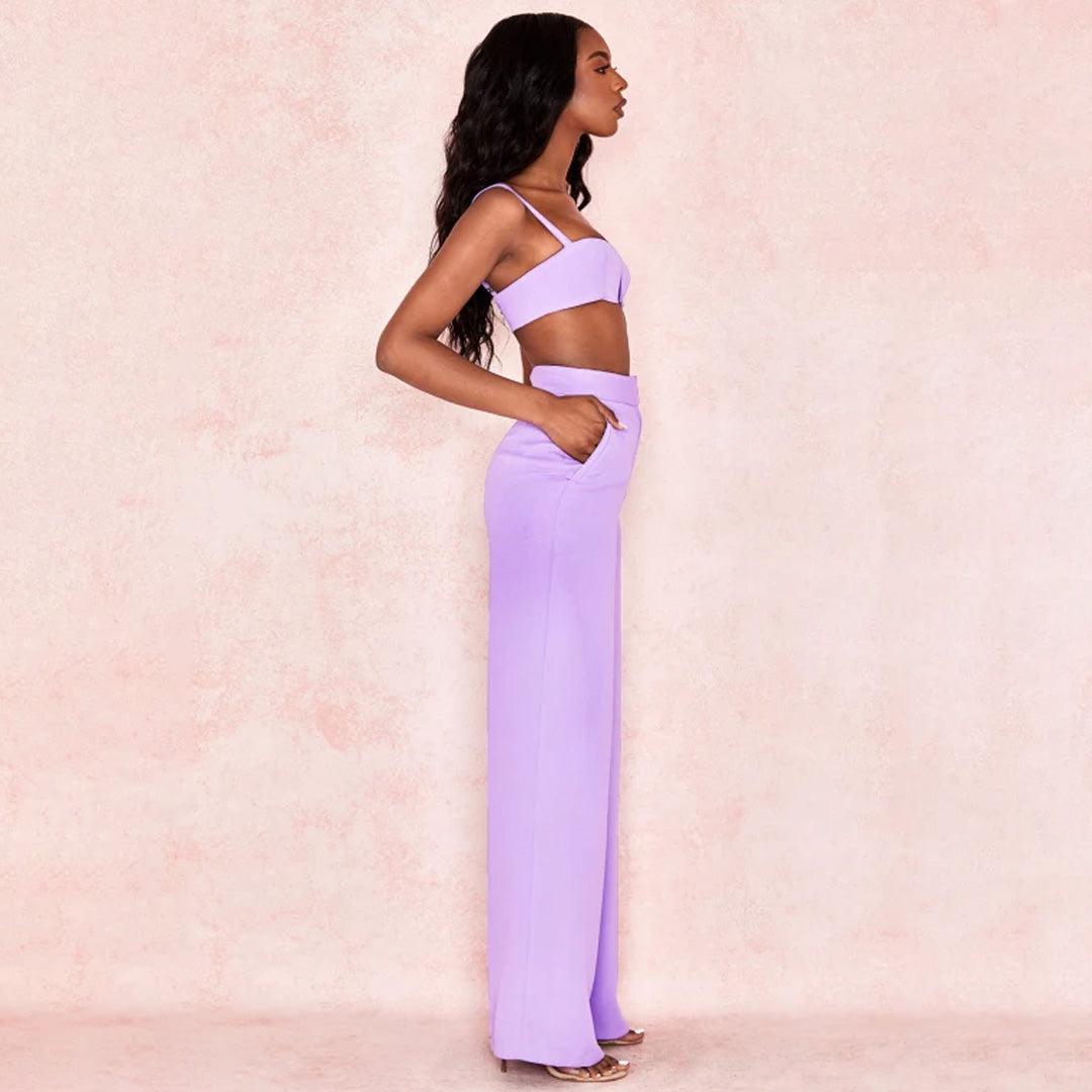 LEELA VIOLET CREPE V WIRE BRALET Co-ords
