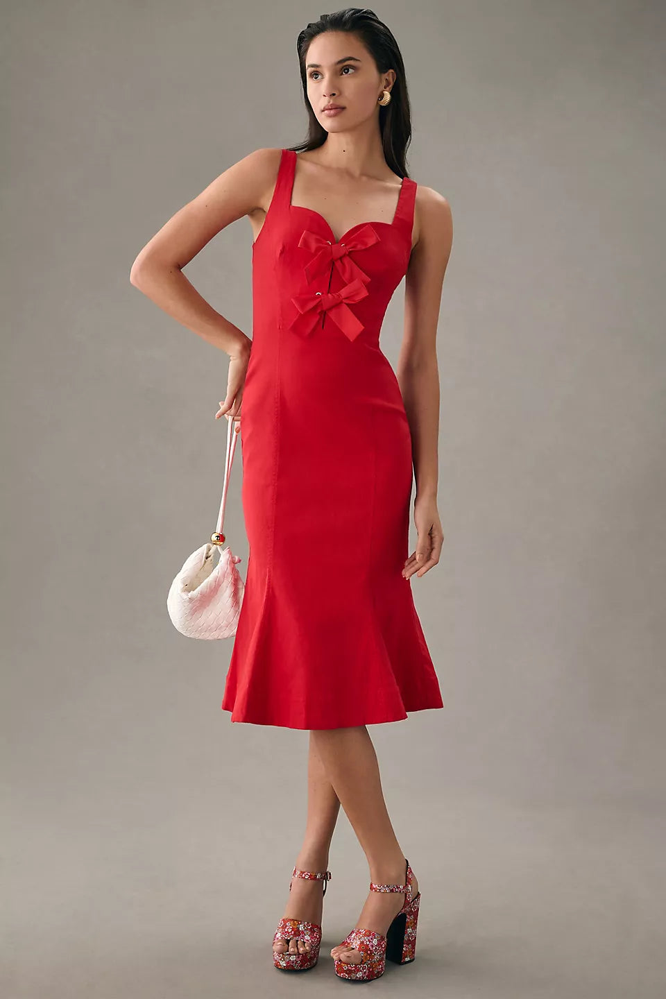 Mermaid Charm Red Midi Dress