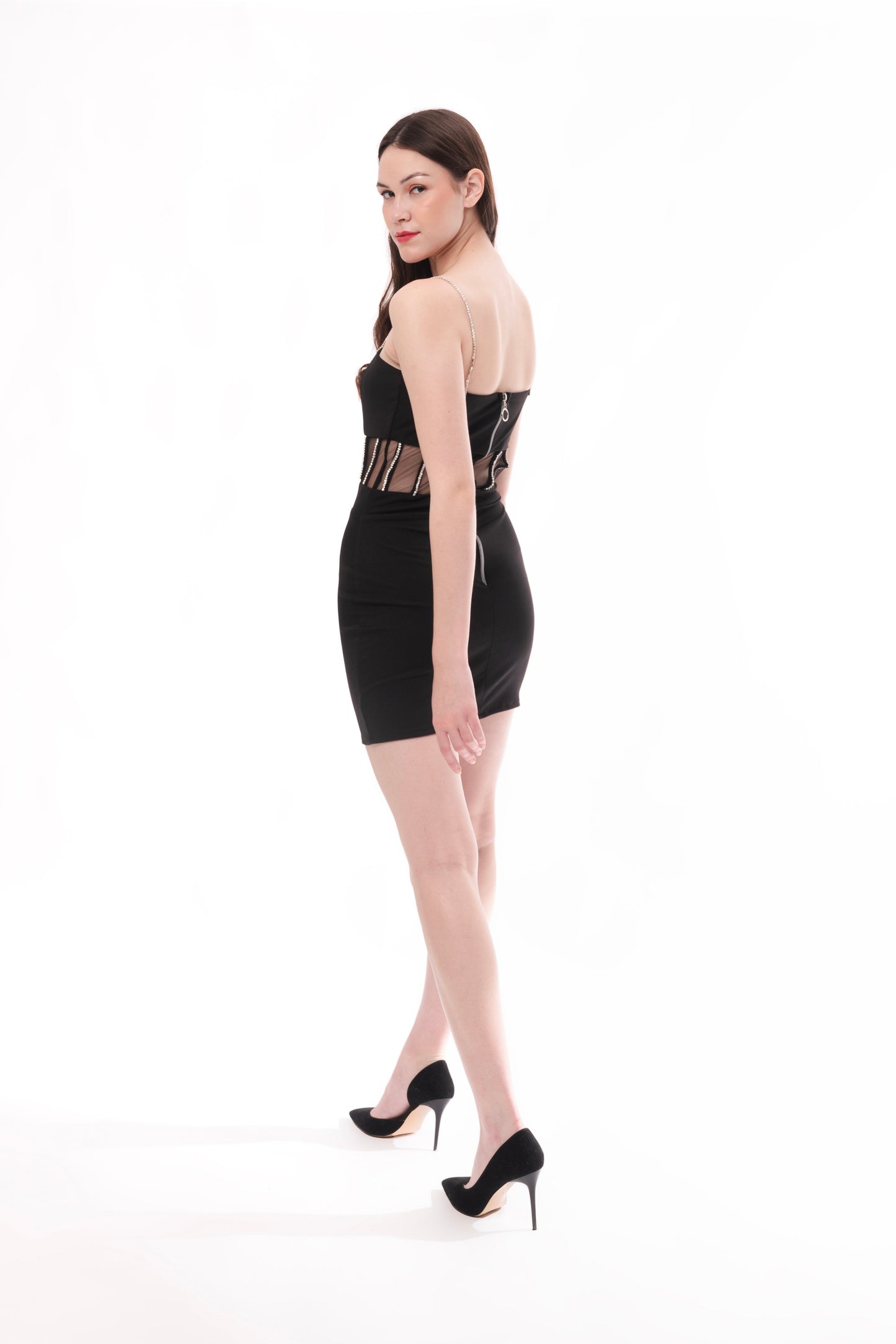 Mystic Black Embellished Bodycon Dress