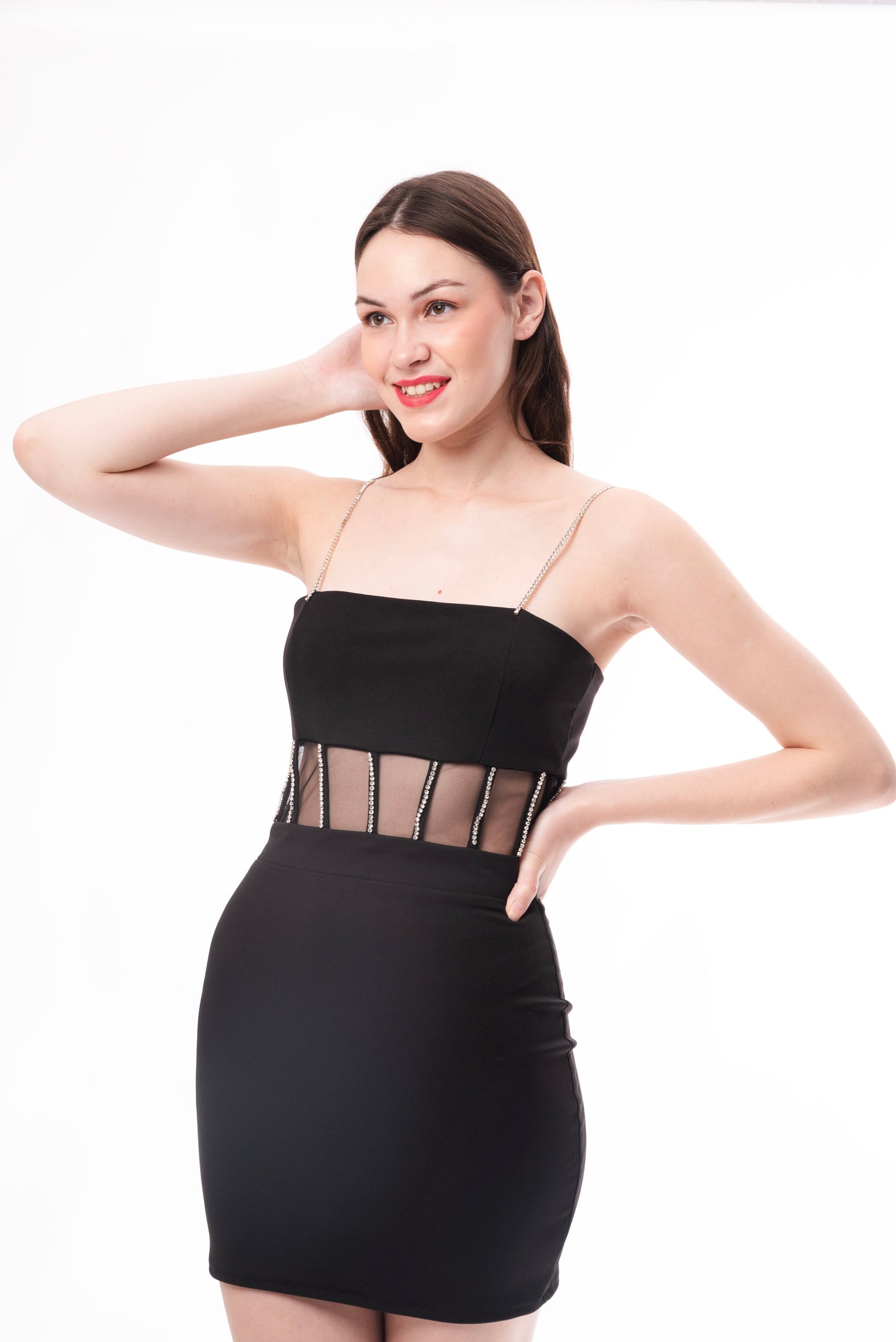 Mystic Black Embellished Bodycon Dress