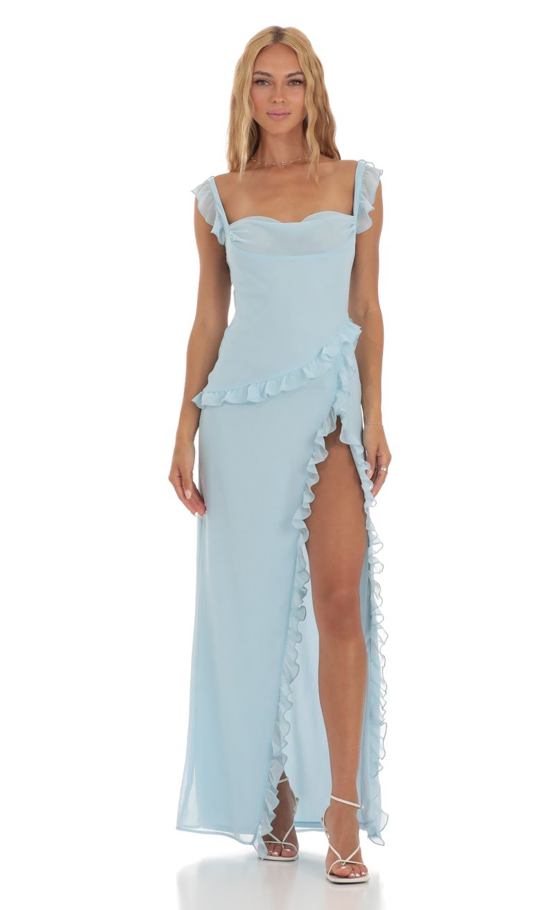 Blue Breeze Georgette Ruffle Maxi Dress