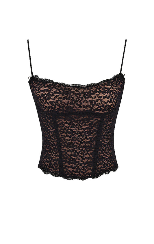 Black Mesh Corset Top with a Touch of Elegance
