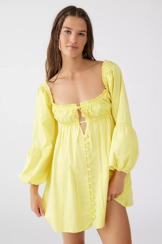 Sunny Delight Puff Sleeves Mini Dress