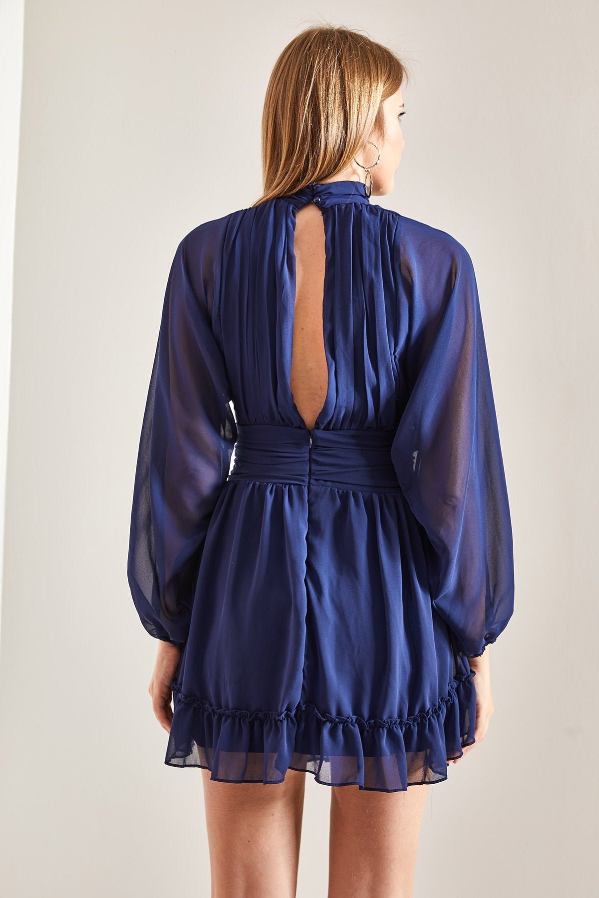 Midnight blue gathered dress