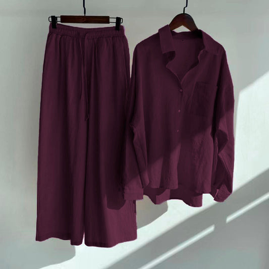 Fashionable Women's Slacks High Waist Cotton Set 3.0