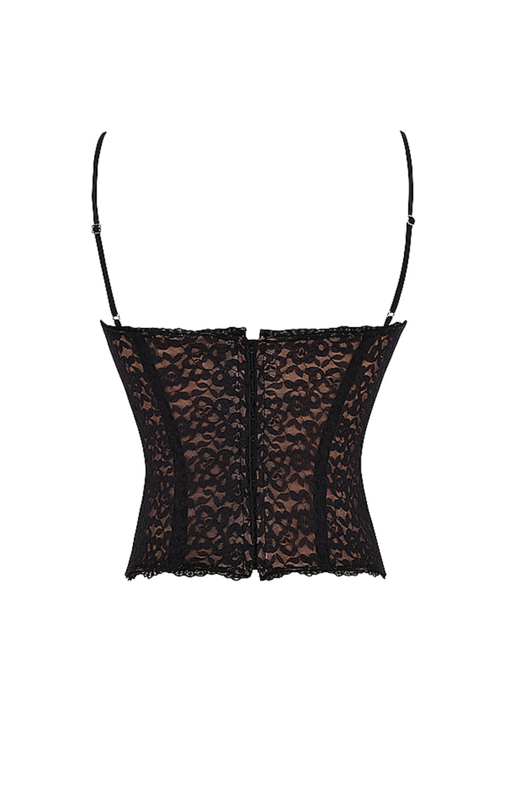 Black Mesh Corset Top with a Touch of Elegance