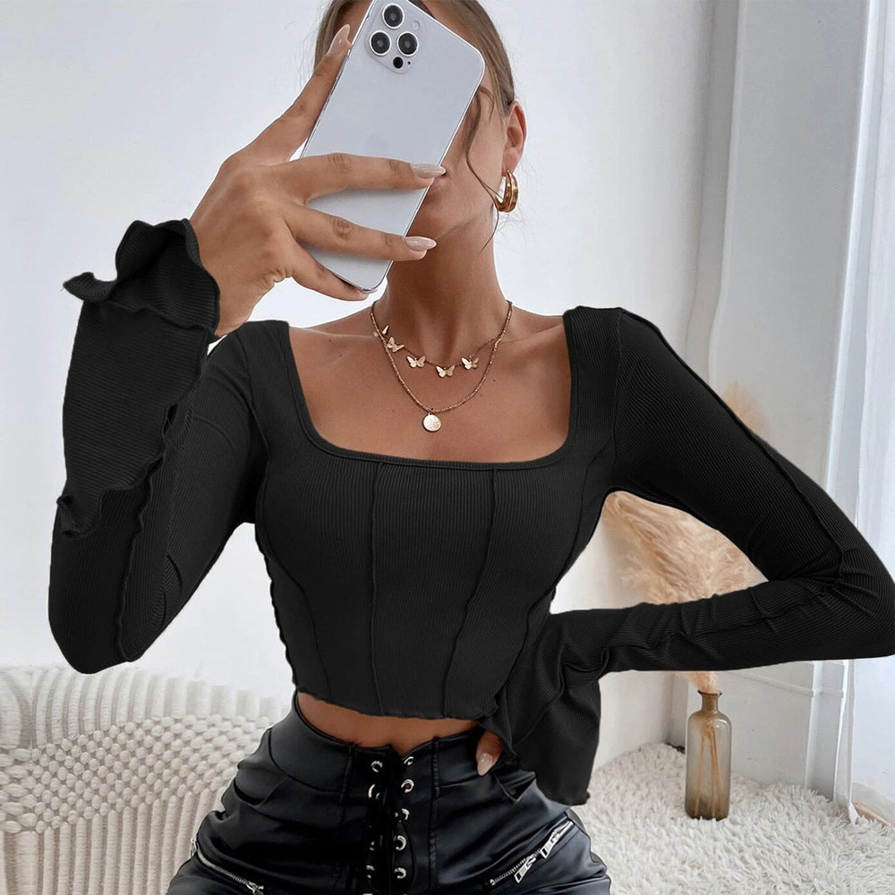 Women's New Slim Long Sleeve Crop Tops