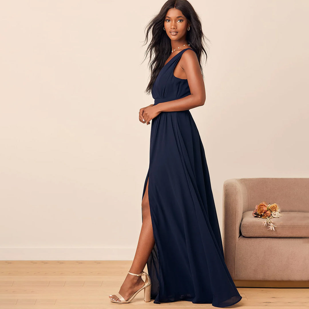 Thoughts of Hue Navy Blue Surplice Maxi Dress