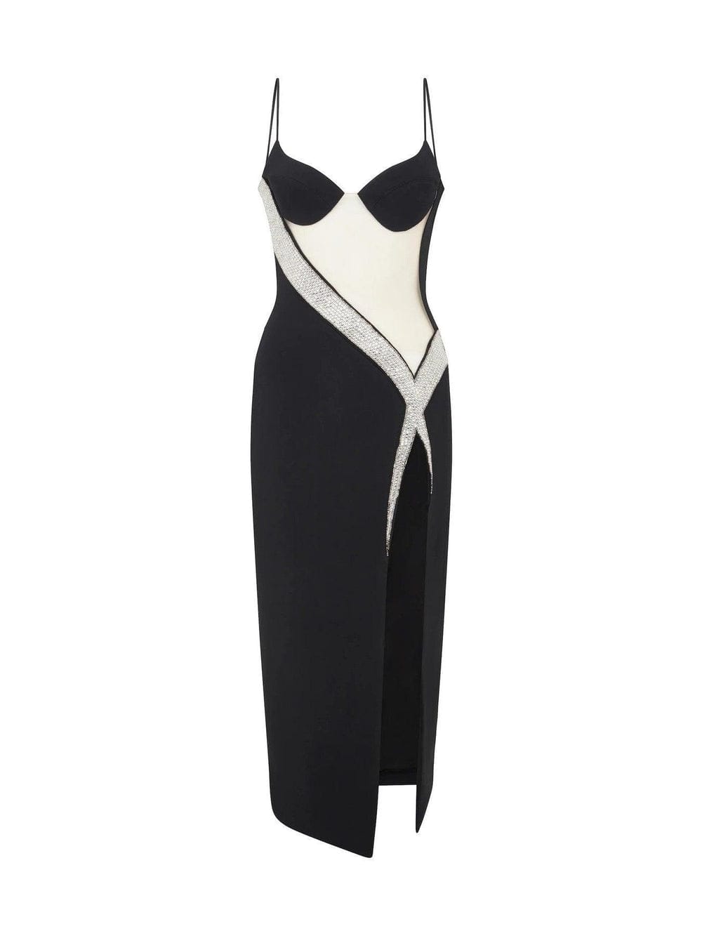 Midnight Black High slit Bandage Midi Dress