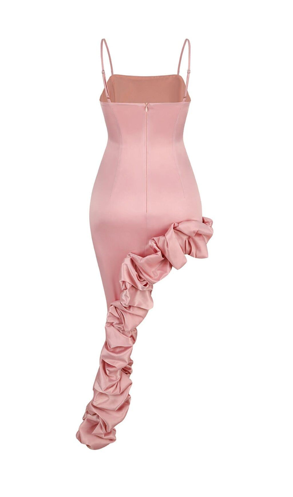 Blushing Beauty Satin Pink Ruffled Dress